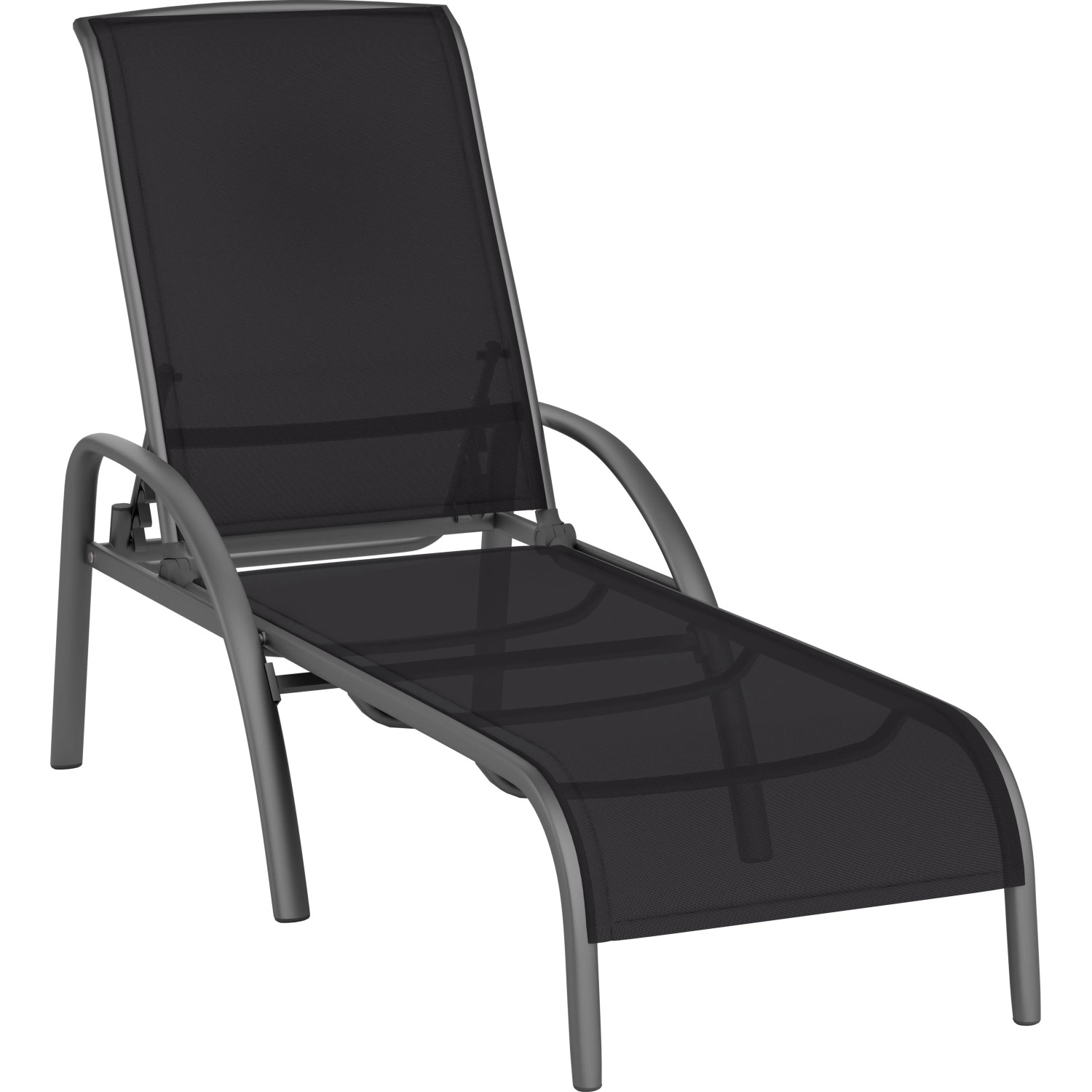 Sonnenliege Welsby Aluminium Textilen Grau Matt Schwarz