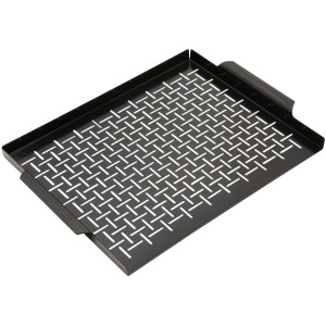 Schwarze Jamestown Grillplatte mit Schlitzen für optimale Hitzeentwicklung.