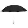 Schwarzer vidaXL Regenschirm, 130 cm Durchmesser, geöffnet. Robuster Stockschirm aus wasserabweisendem Stoff mit Fiberglasrahmen.