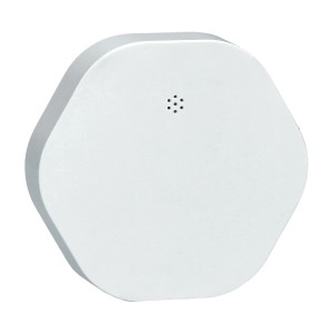 Weißer Schneider Electric Wiser Wassersensor zur Hausautomation.