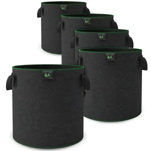 5er Set TTL GARDEN Pflanzsäcke, 22L, aus Filzstoff, ideal für Gemüse und Kräuter.