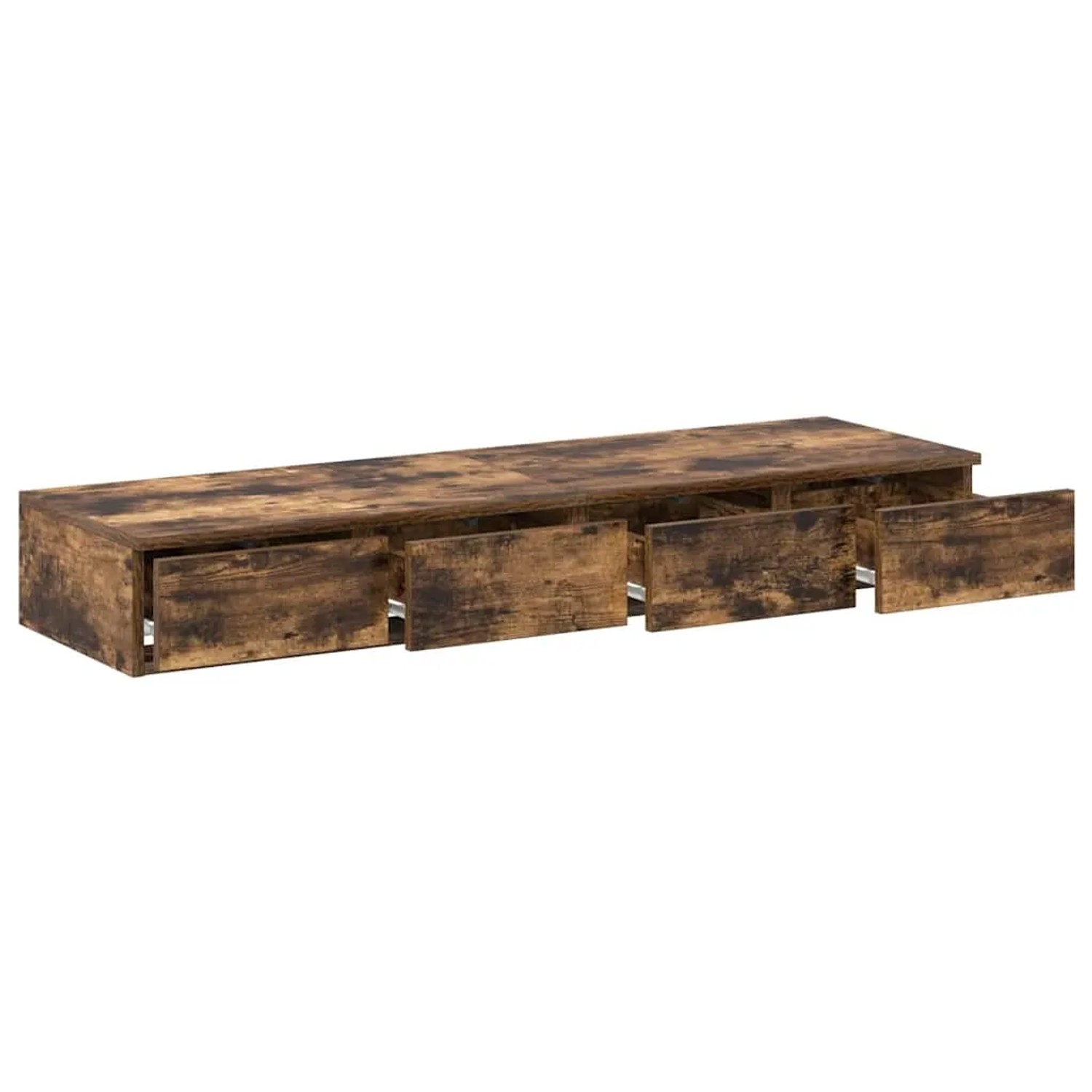 vidaXL Bettschublade in Räuchereiche mit 4 Schubladen, 120x36,5x16,5 cm