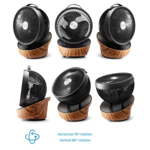 Clean Air Optima Ventilator CA-403 Smart mit Holzdesign, verschiedene Ansichten.