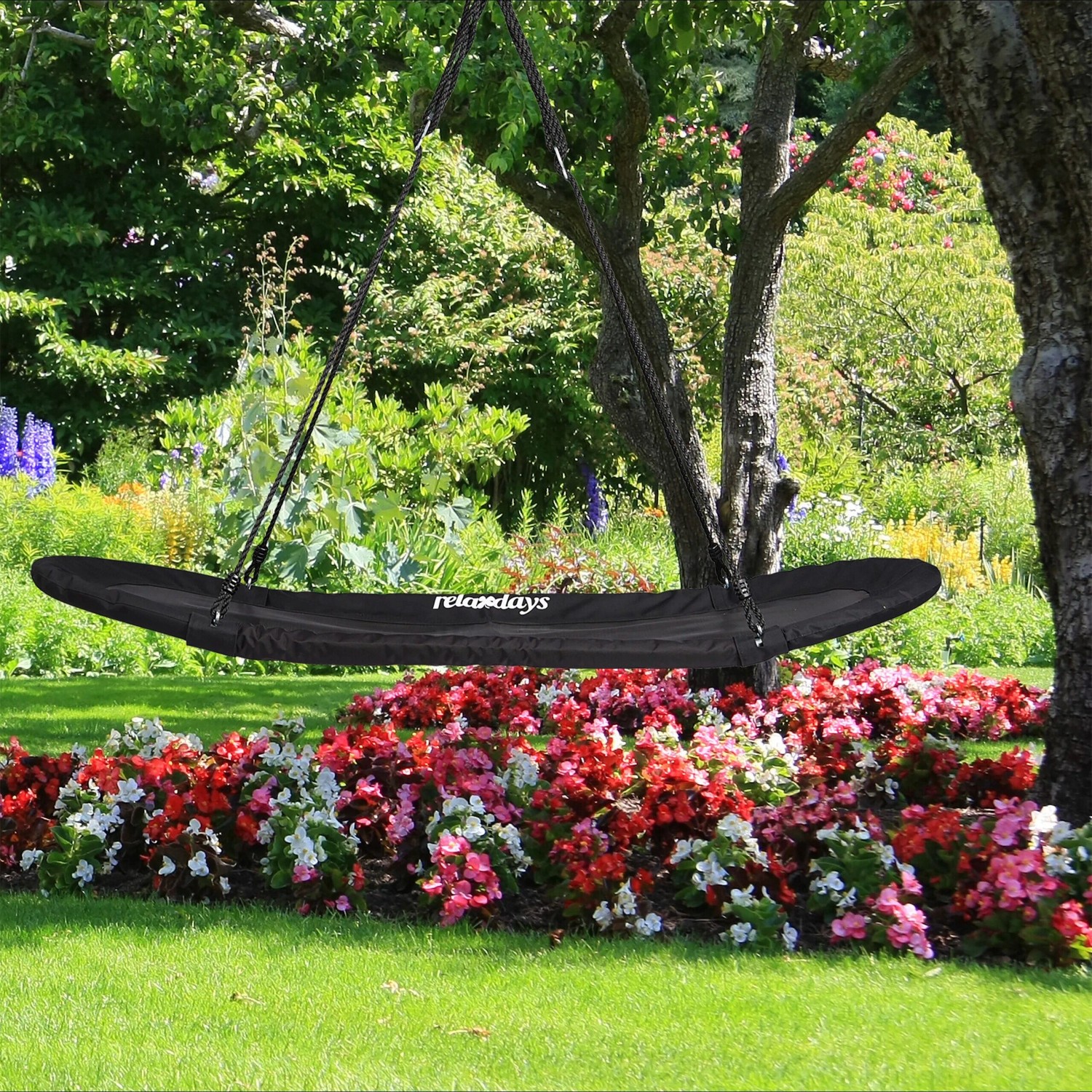 Relaxdays Nestschaukel XXL Stoff Schwarz Höhenverstellbar 166 cm x 71 cm x 15 cm 3,5 kg_5