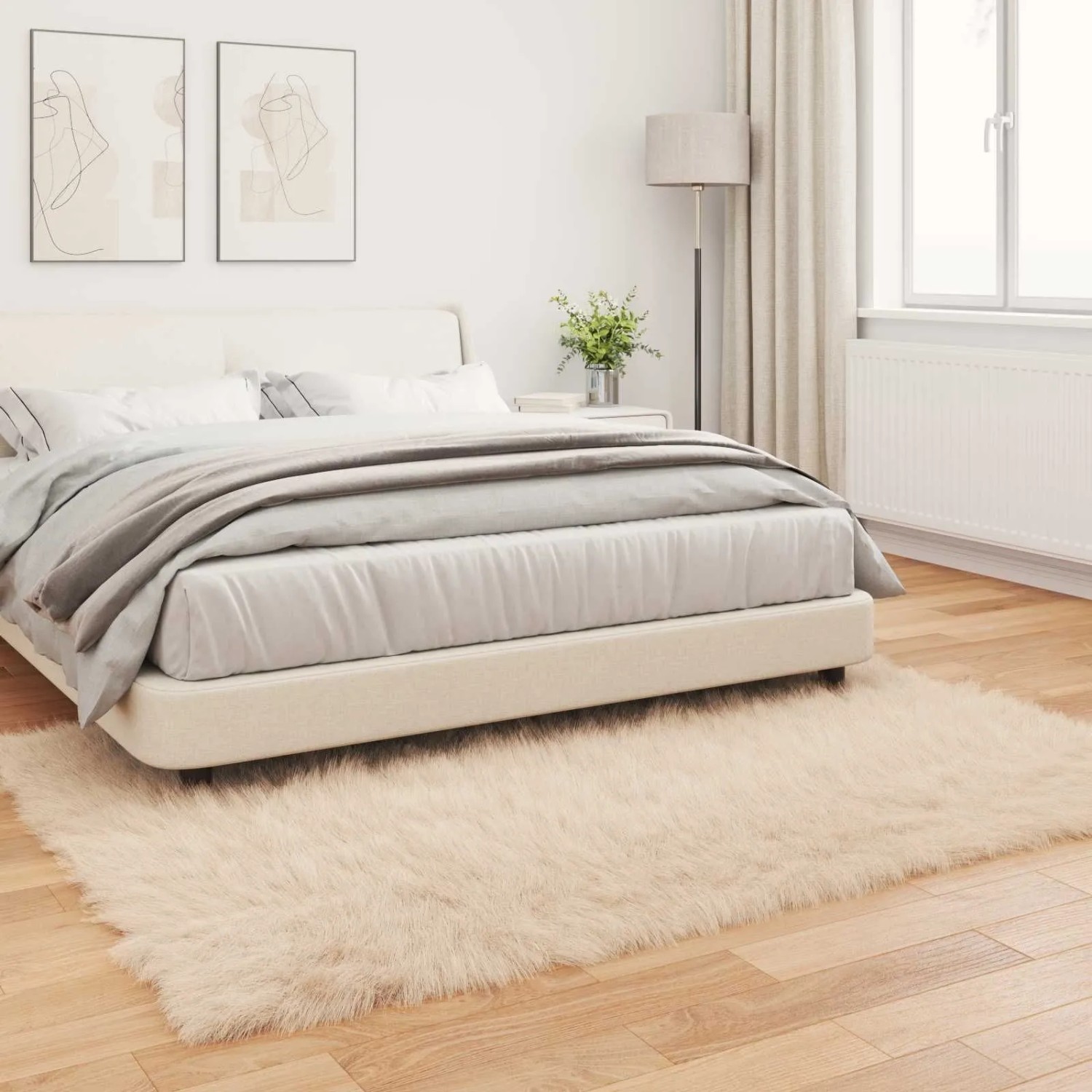 vidaXL Kunstschaffell Teppich Tafalla Beige 120 x 170 cm Polyester 42021482_4