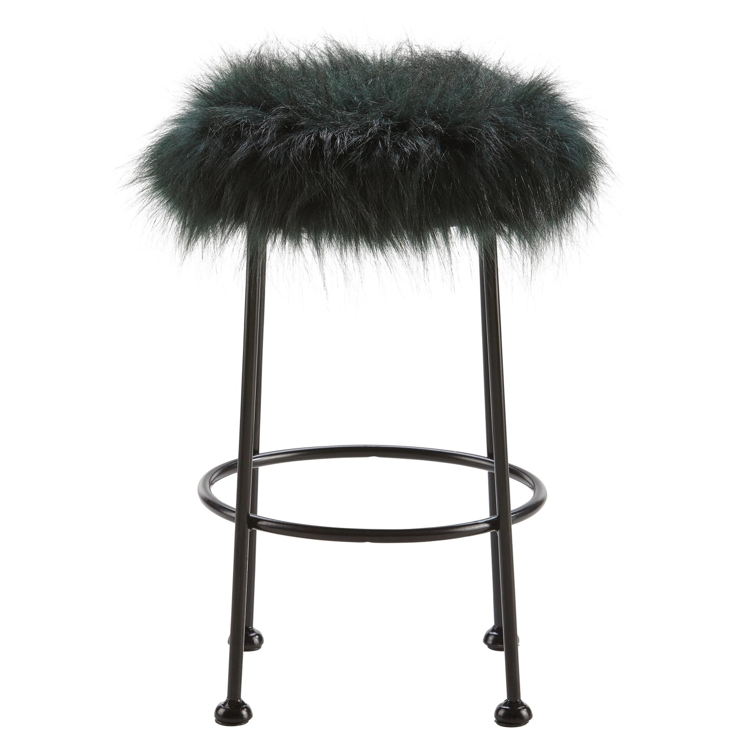 Bessagi Home Hocker Luzie Dunkelgrün Kunstfell