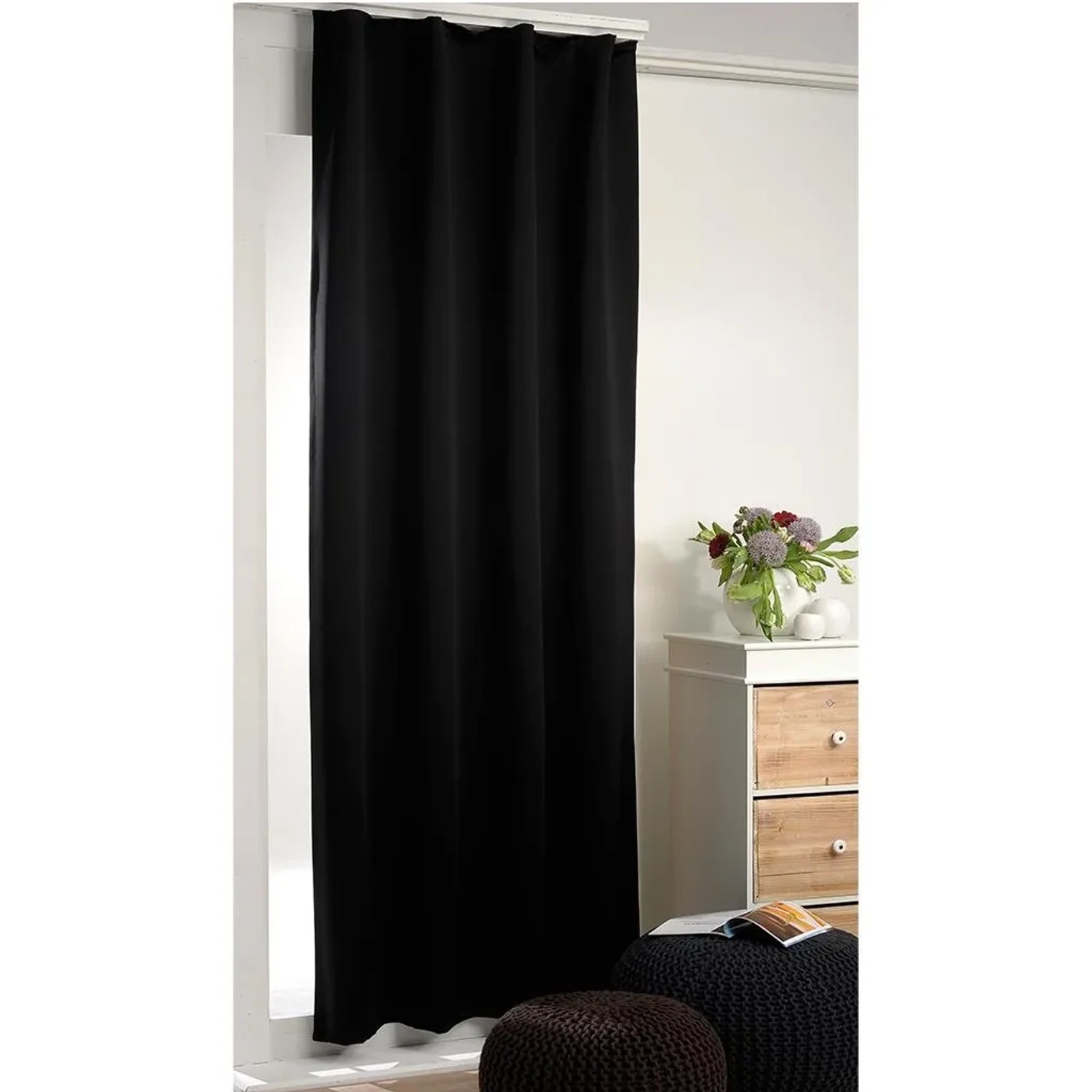 Bestlivings Verdunkelungsgardine mit Universalband Schwarz 135 cm x 175 cm
