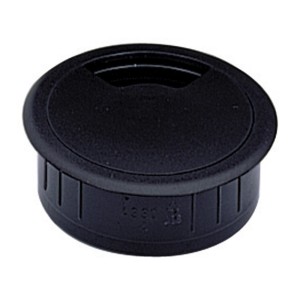 Schwarzer Hettich Kabeldurchlass (Ø 60 mm) aus Kunststoff für Möbelausstattung.