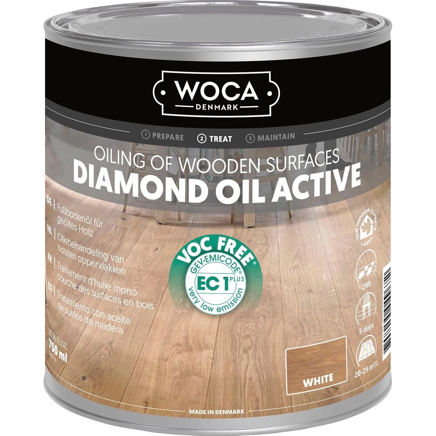 Woca Diamant Aktiv Öl Pflegeöl für Holzboden 0,75, Weiß