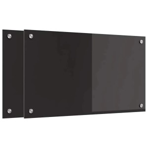 vidaXL Küchenrückwand 2 pcs Schwarz 70 x 40 cm Gehärtetes Glas 3415542
