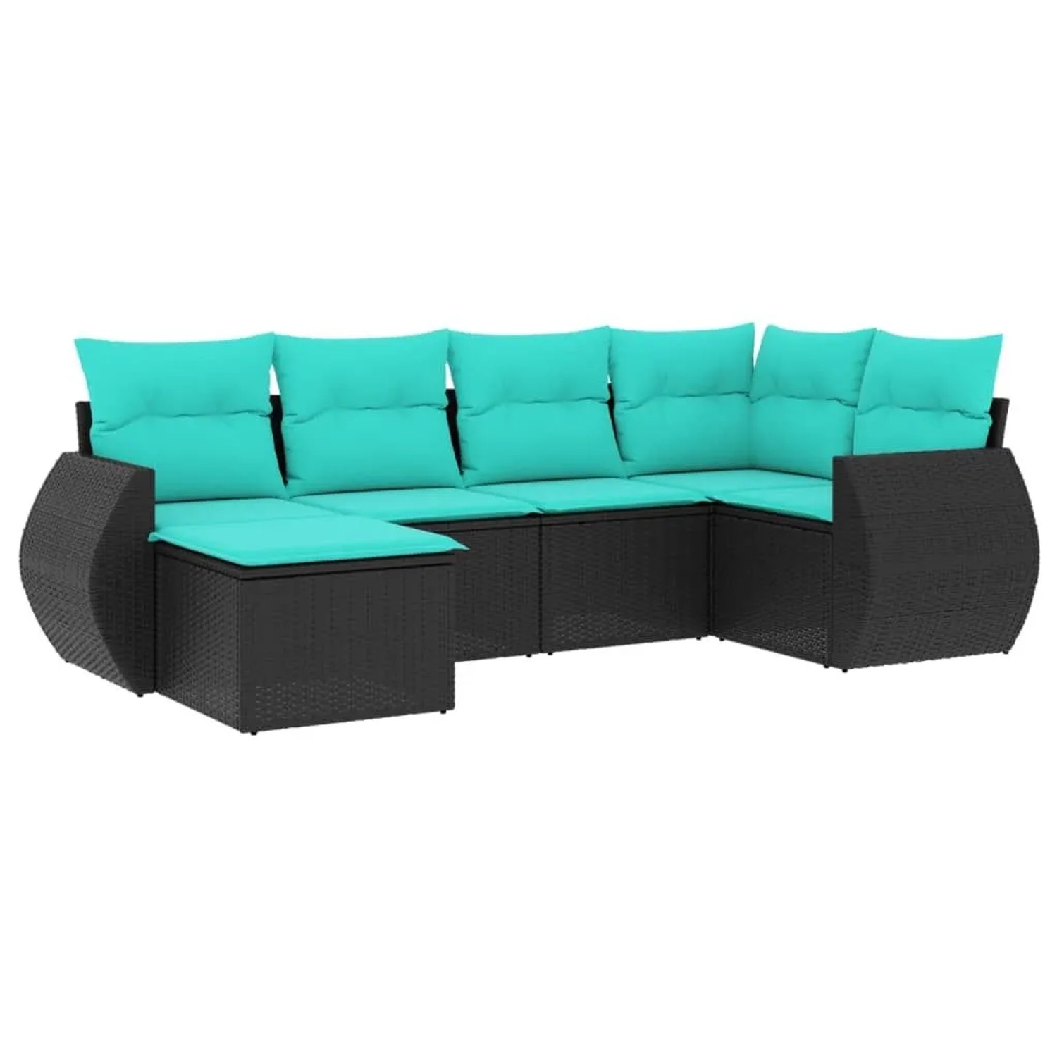 vidaXL 6-Tlg Gartensofa-Set mit Kissen Schwarzes Polyrattan 3221656 günstig online kaufen
