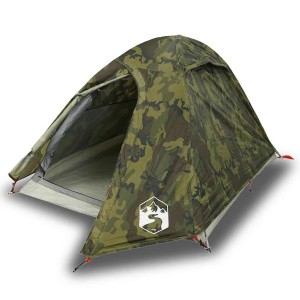 vidaXL Kuppelzelt für 2 Personen, Tarnmuster, wasserdicht. Campingzelt mit Eingang.