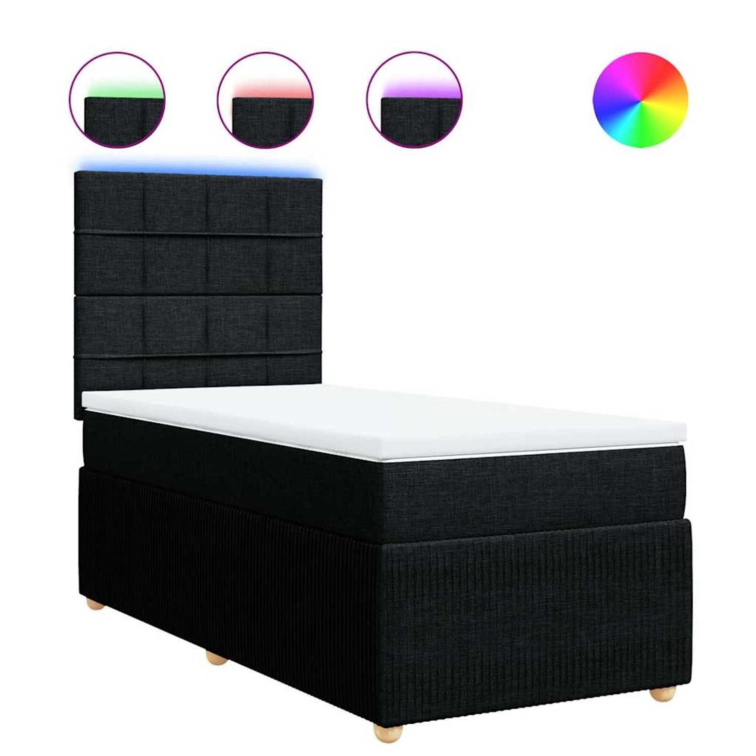 vidaXL Boxspringbett mit Matratze Schwarz 100x200 cm Stoff 3294269