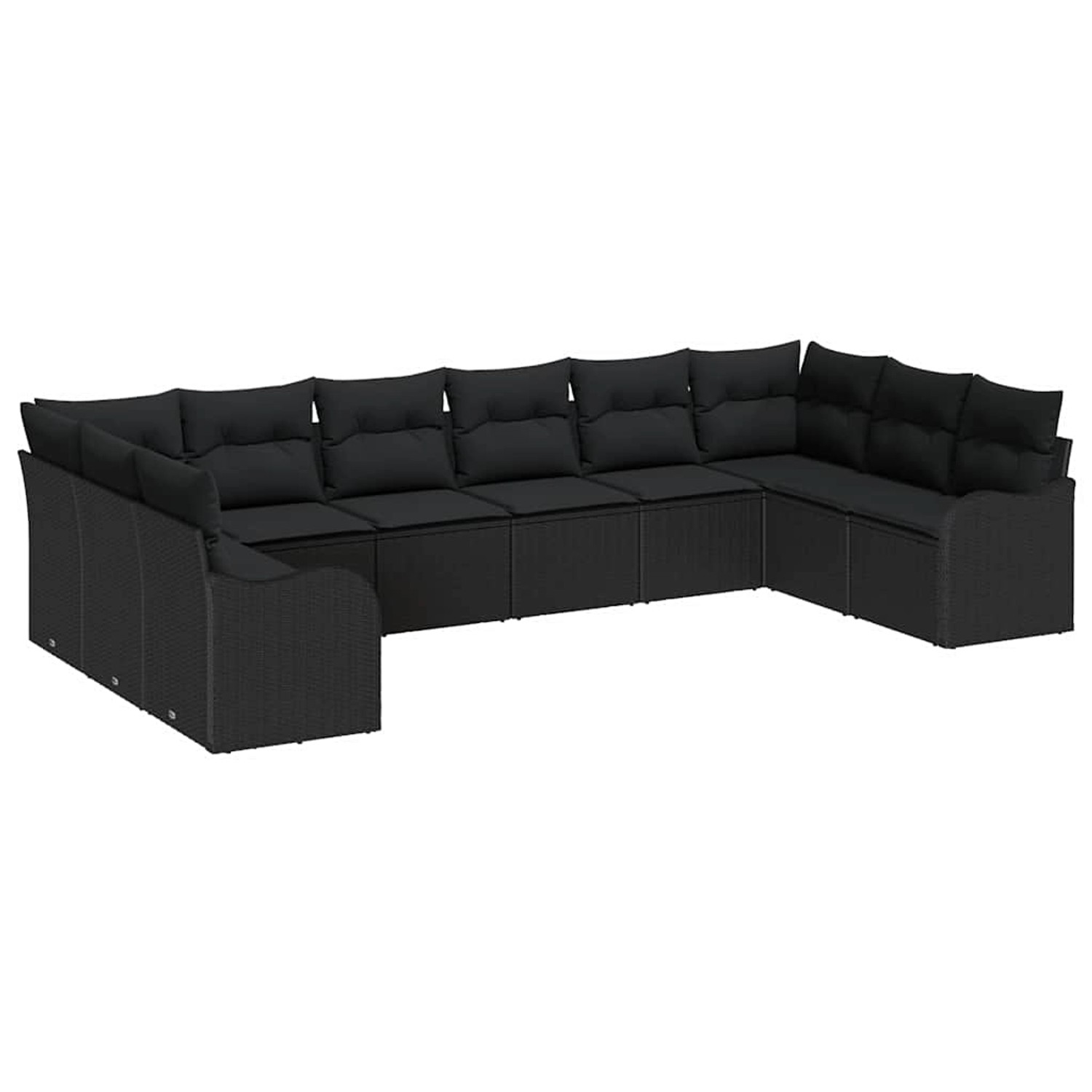 vidaXL Garten-Sofa-Set mit Kissen 10-Tlg Schwarz Poly Rattan 3345883 günstig online kaufen