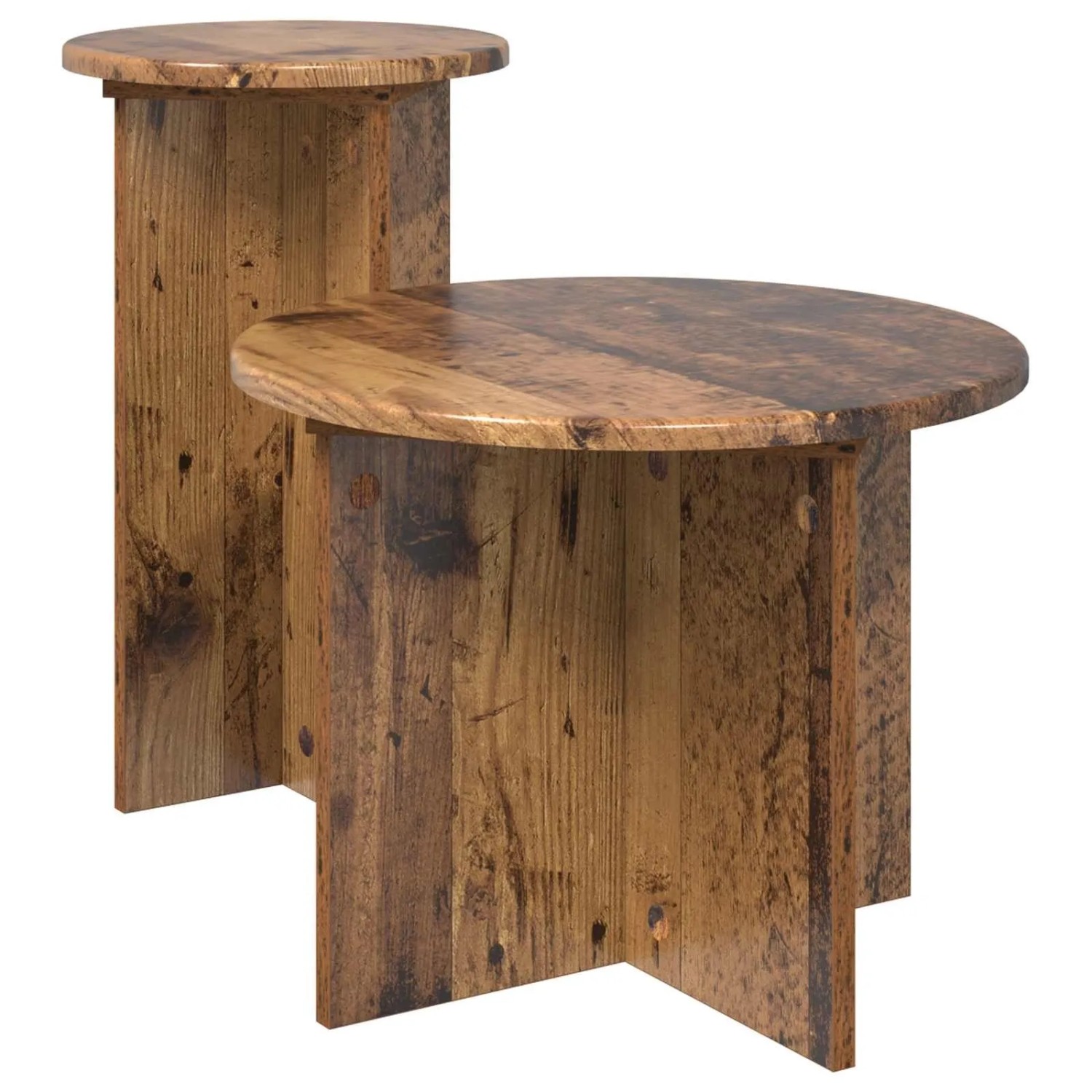vidaXL Beistelltisch-Set mit Speicher 2 Stk Altholz Holzwerkstoff 8001035