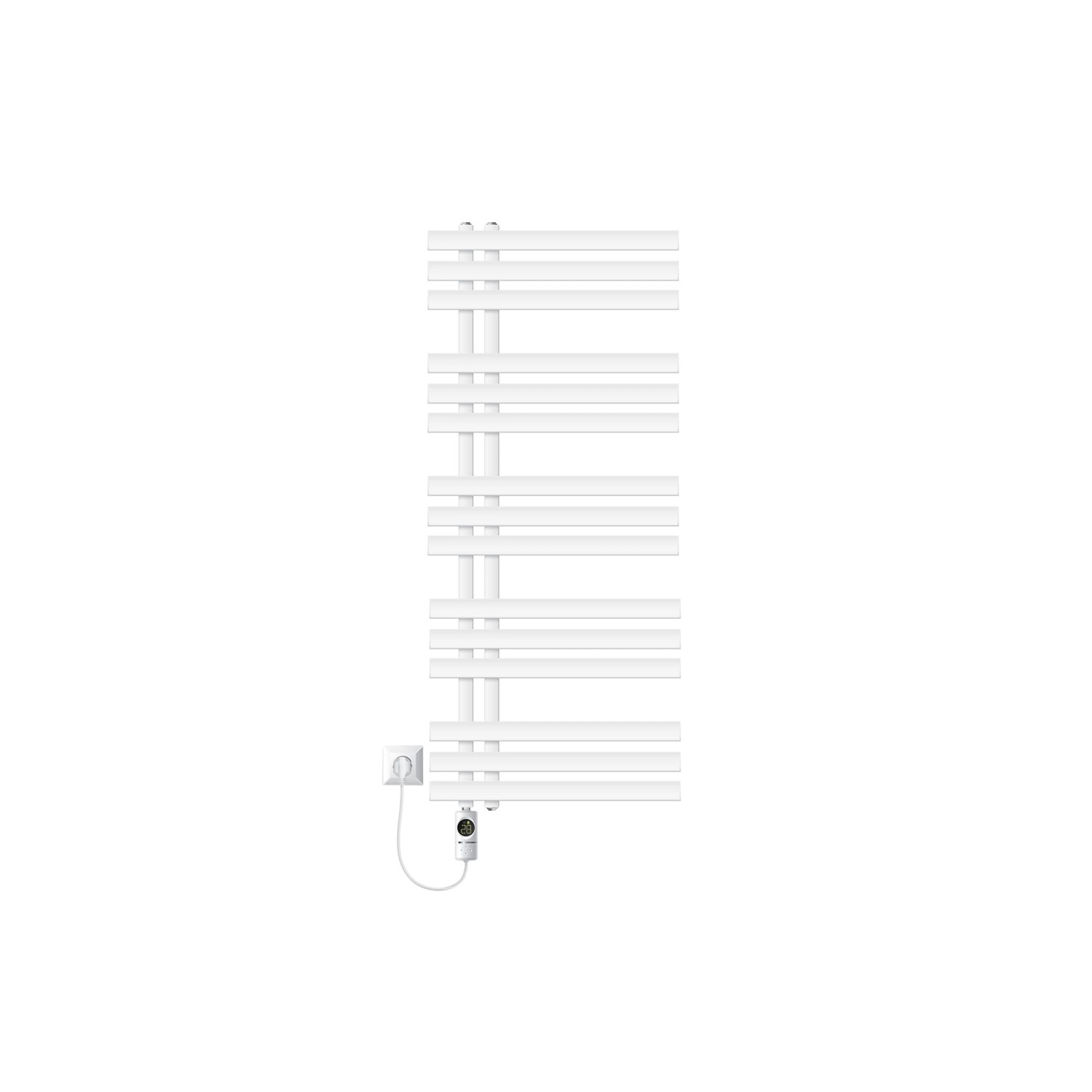 LuxeBath Badheizkörper 500x1200mm Weiß mit Heizstab 1200W Digital
