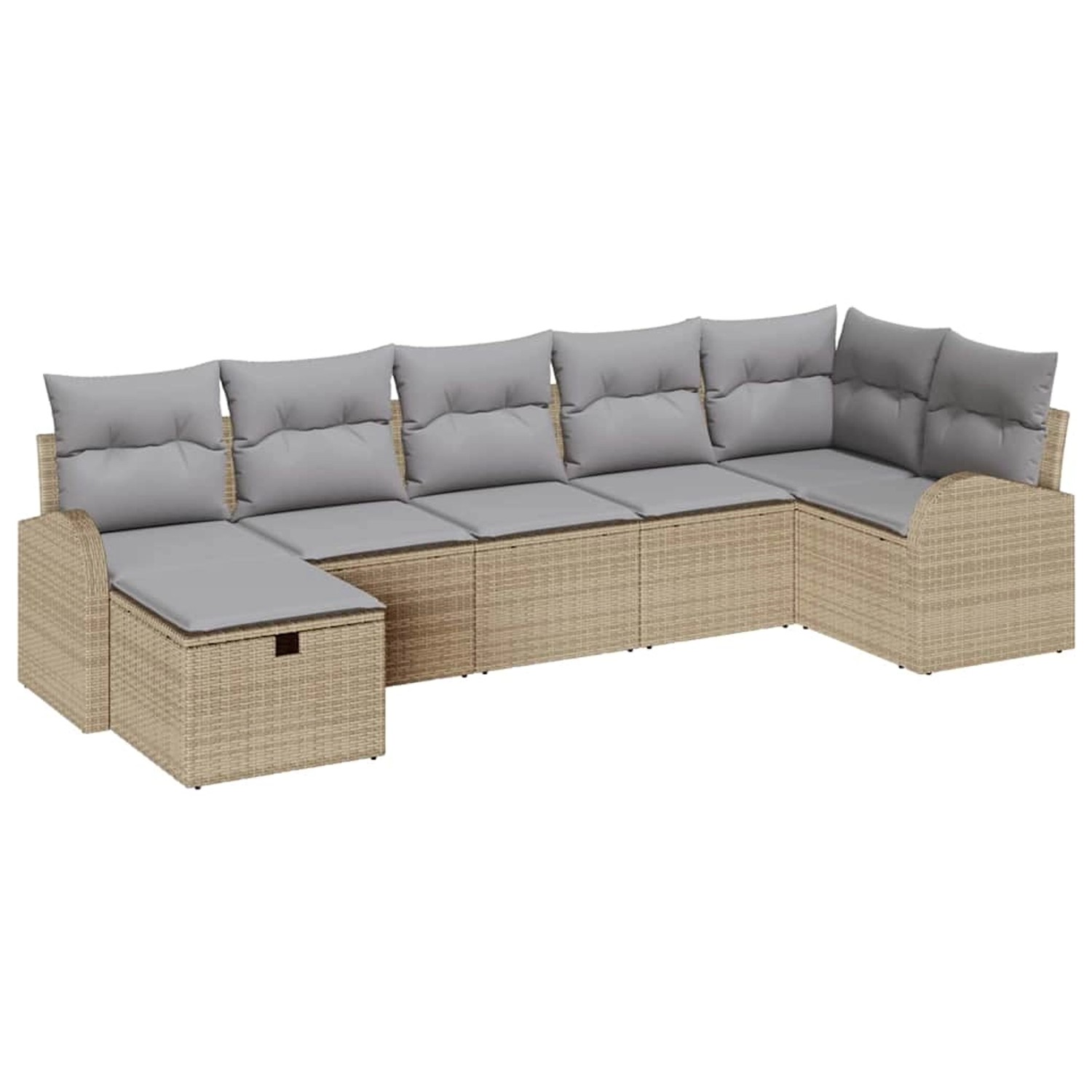 vidaXL Garten-Sofa-Set mit Kissen mit Speicher 7-Tlg Beige Poly Rattan 3360 günstig online kaufen