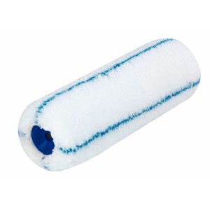 LUX Vestan-Walze, gepolstert, 25 cm, für strukturierte Untergründe. Farbwalze in Weiß mit blauen Streifen.