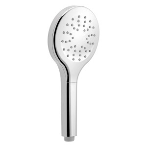 Sturotec Handbrause, rund, Chrom, mit Regenstrahl und Wassersparfunktion.