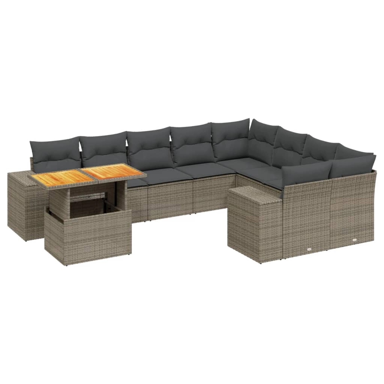 vidaXL 10-Tlg Garten-Sofagarnitur mit Kissen Grau Poly Rattan 3272803 günstig online kaufen