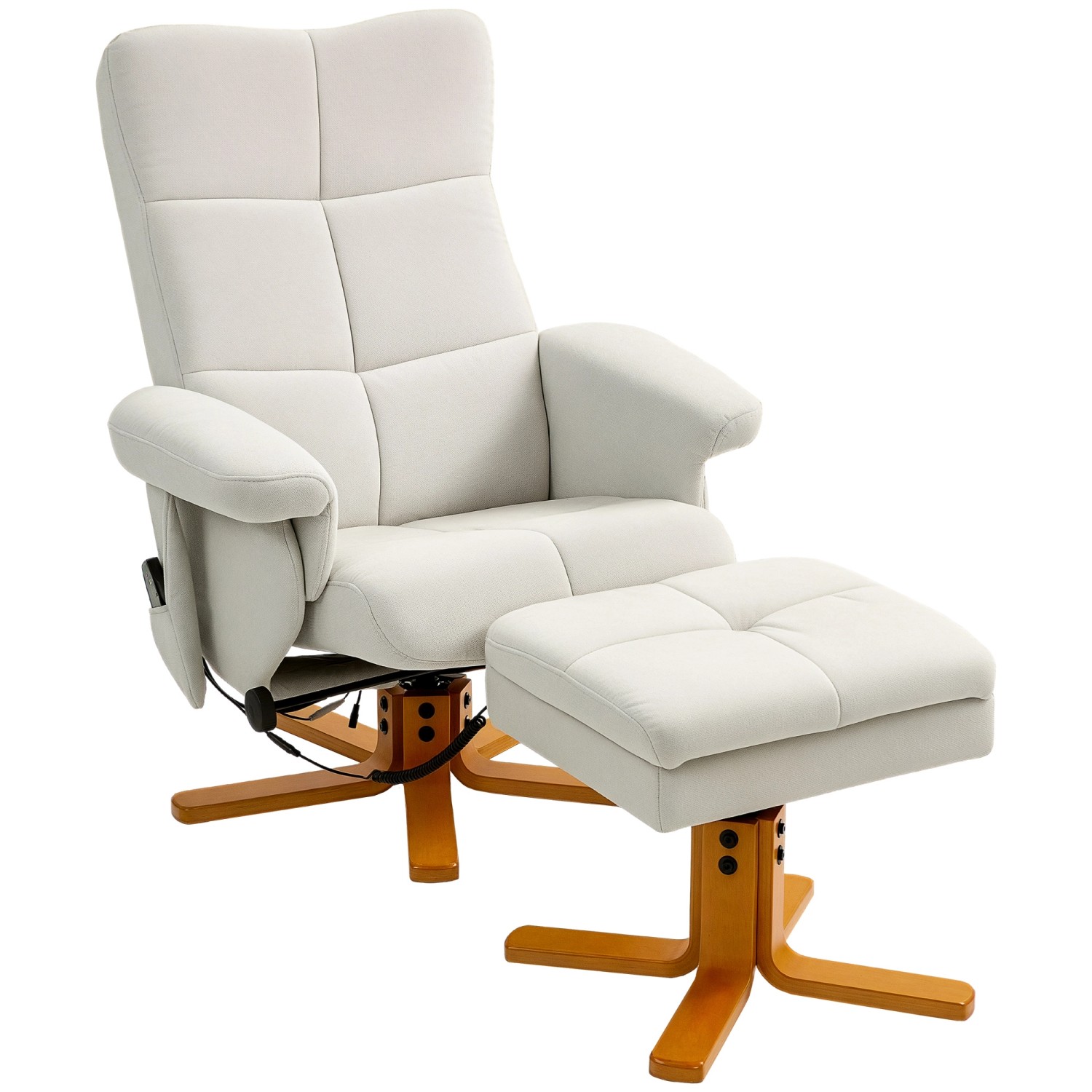 HOMCOM Massagestuhl Polyester Schaumstoff 80L x 86B x 99H cm Cremeweiß günstig online kaufen