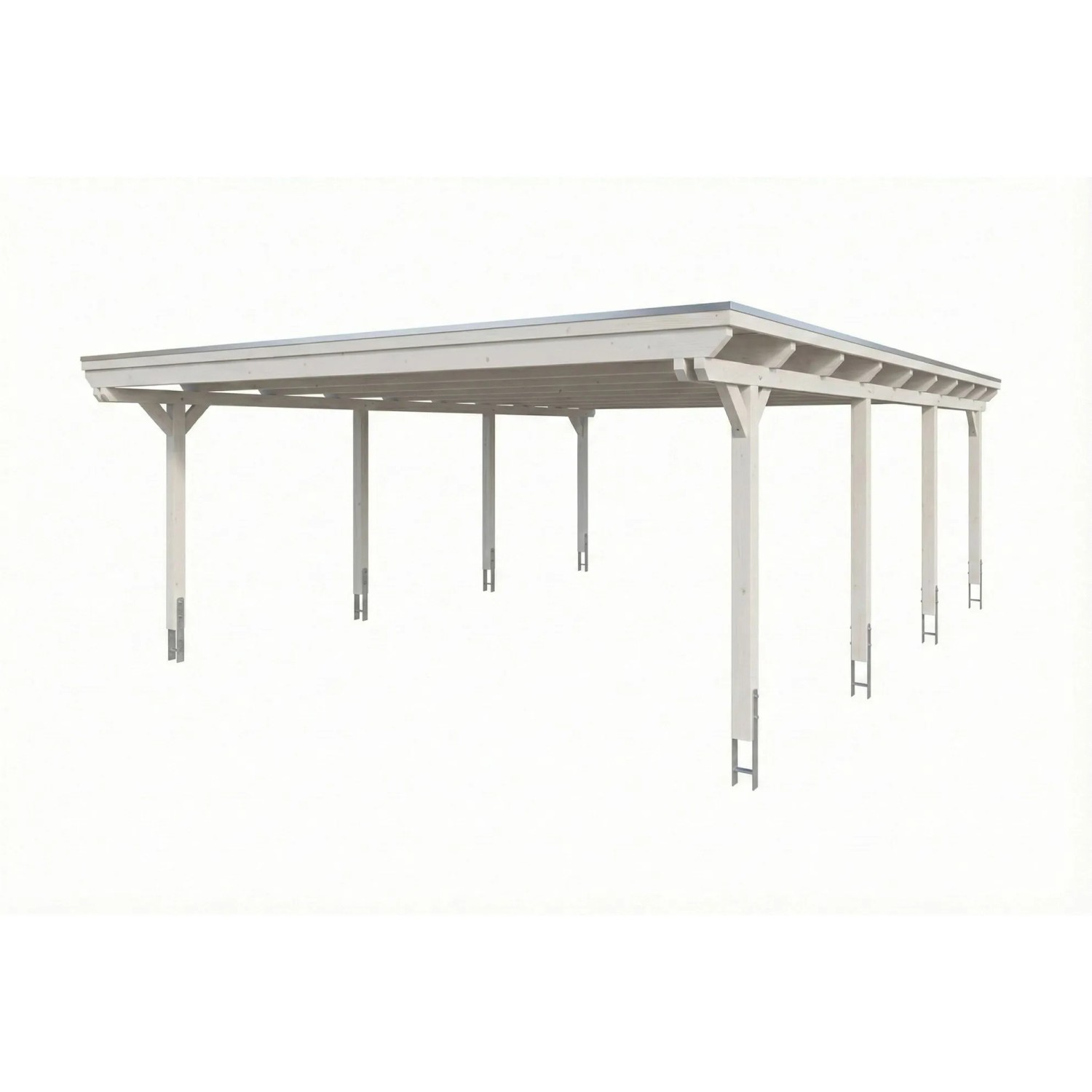 Skan Holz Carport Emsland Stahl-Dachplatten 609 cm x 846 cm Weiß