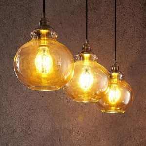 Lindby Pendelleuchte Tymoni, 3-flammig, creme Glas im Retro Vintage Design für Wohnzimmer & Esszimmer.