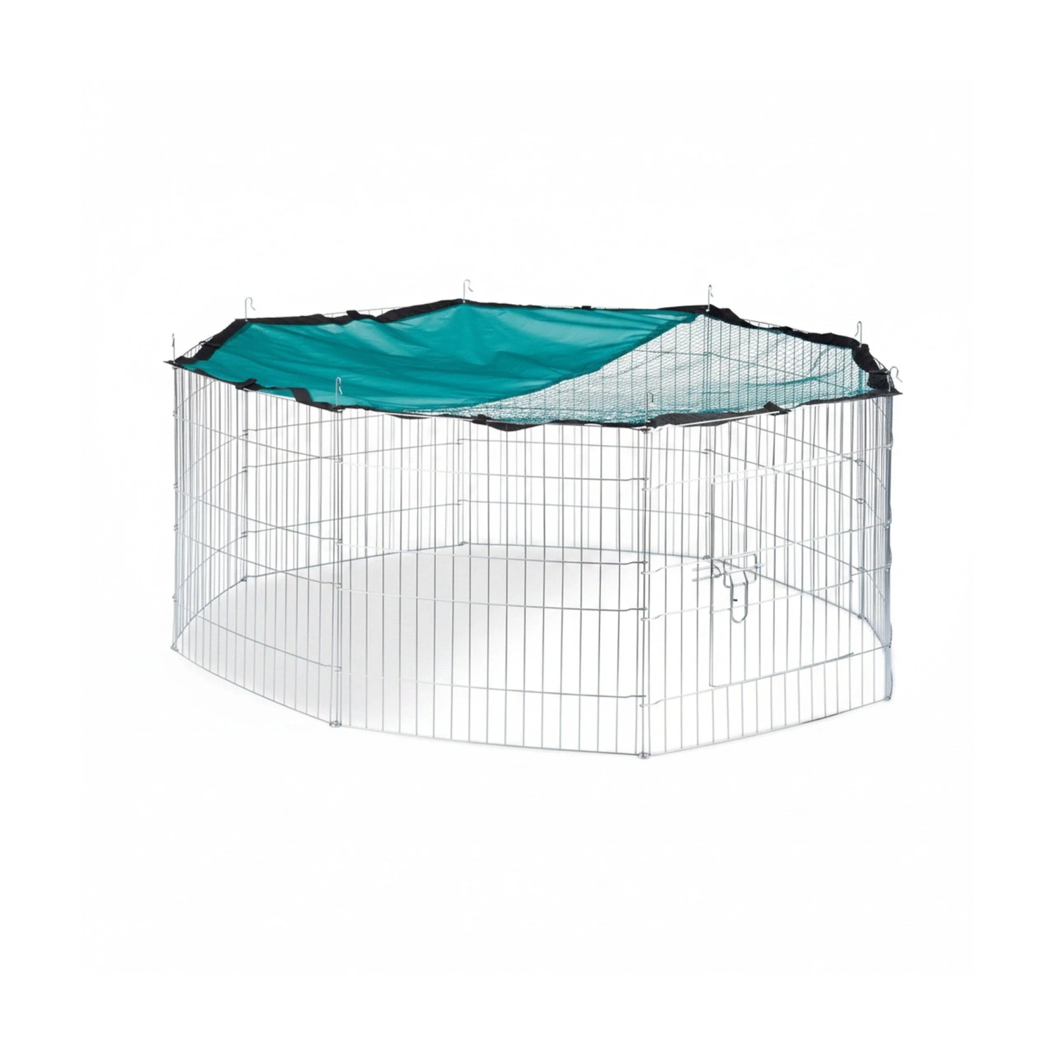 Relaxdays Freilaufgehege Stahl Silber mit Netzabdeckung 55 cm x ø 145 cm 4 kg
