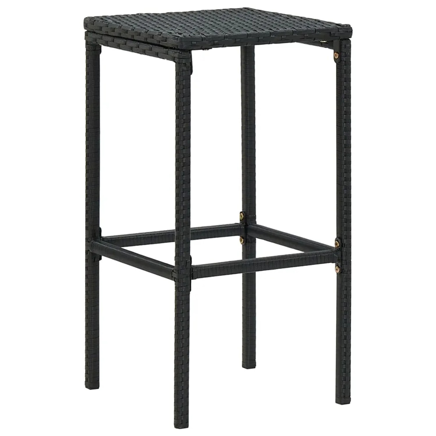 Schwarzer Barhocker aus Rattan, Teil des vidaXL 5-tlg. Gartenbar-Sets.