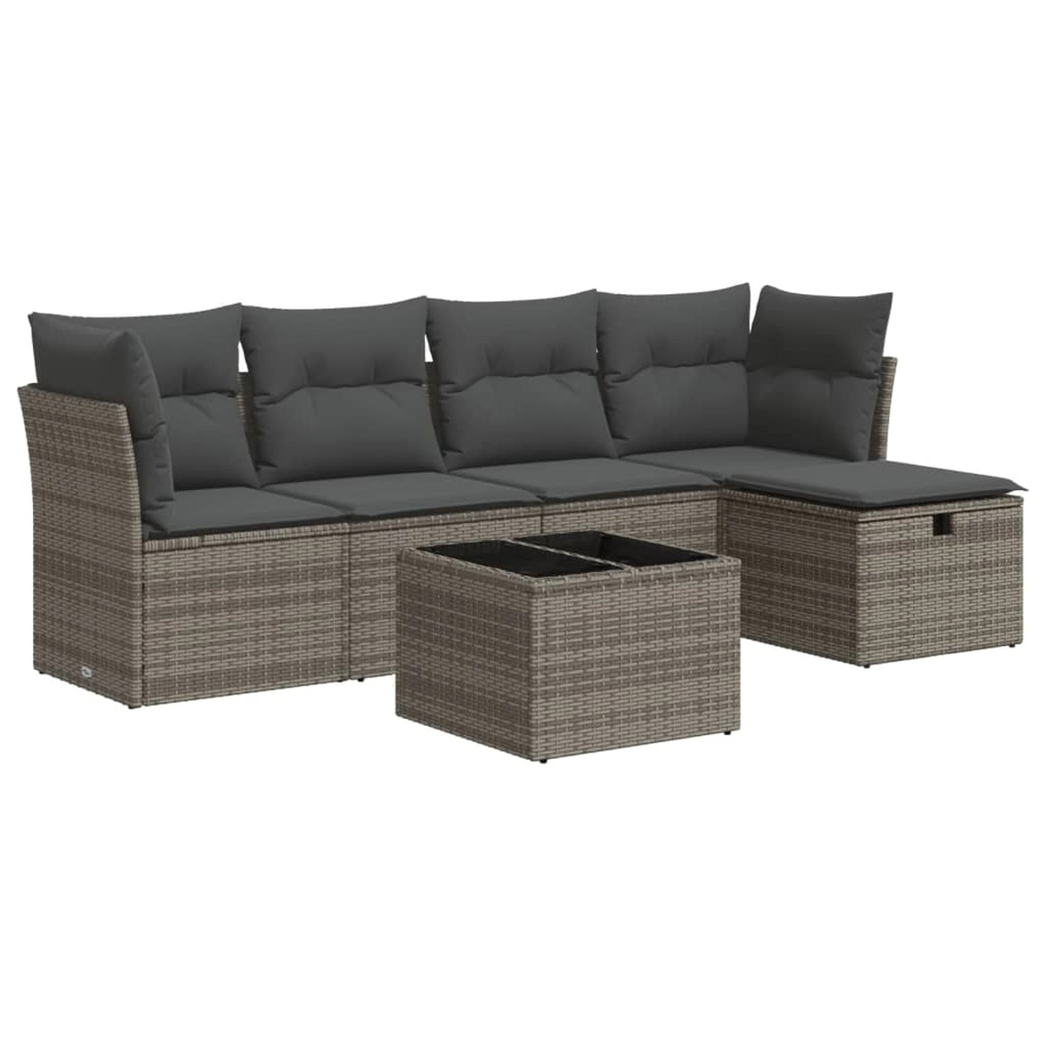 vidaXL 6-Tlg Garten-Sofagarnitur mit Kissen Grau Poly Rattan 3325276 günstig online kaufen