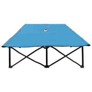 Blaue Furnicato Doppelliege aus Stahl, klappbar, ideal für Camping & Outdoor. Tragkraft 240 kg.