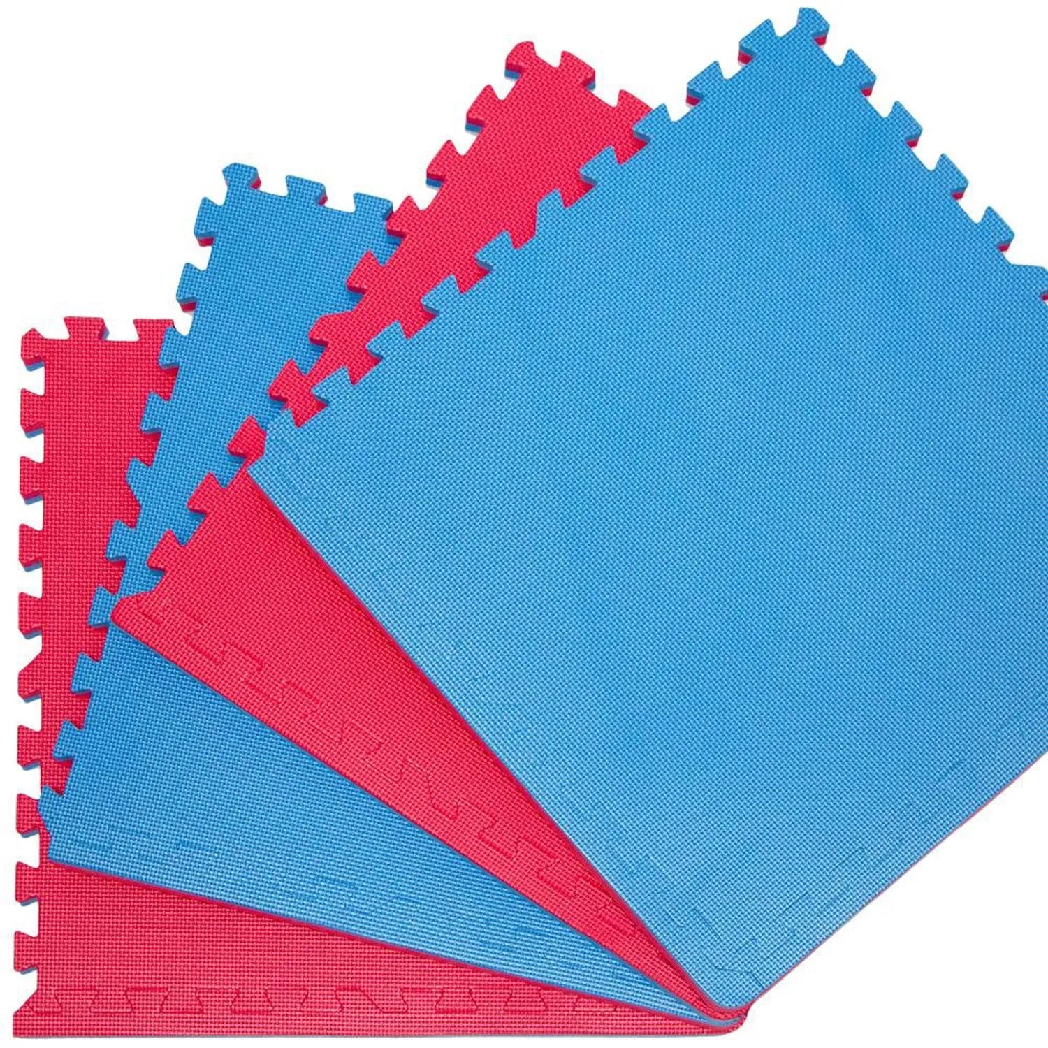 eyepower Fitnessmatte 63 x 63 x 2 cm 4er Set Rot-Blau