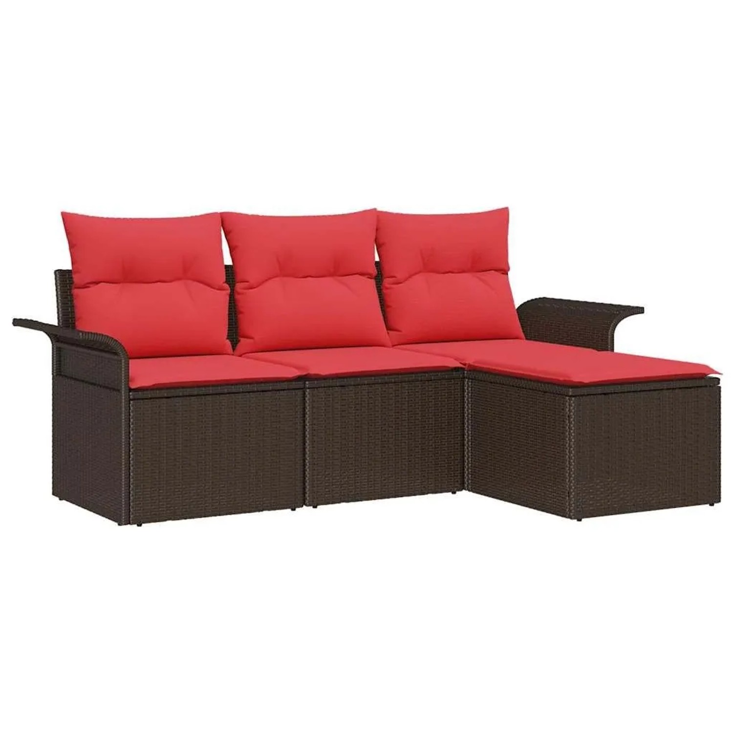 vidaXL Gartensofa-set mit Kissen 4 Stk Braun Poly-Rattan 3345314