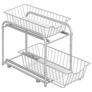 Songmics Küchen-Organizer Patalla, grau, mit 2 Metallkörben für mehr Stauraum.