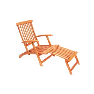 Merxx Deckchair Set, 2-teilig: Holzliege mit Hocker, 5 Positionen, klappbar, Eukalyptusholz.