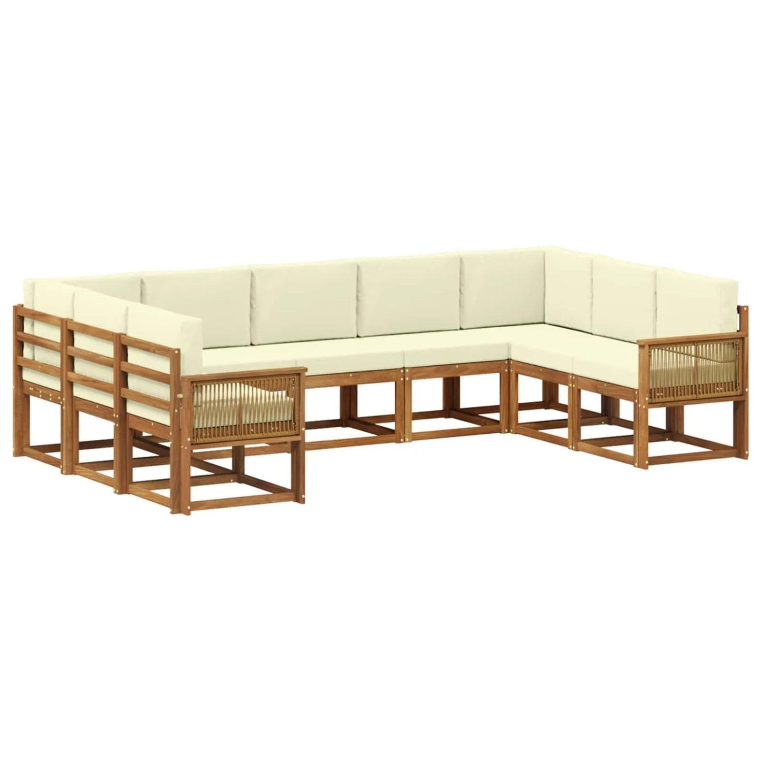 vidaXL Outdoor-Sofagarnitur 9 Stk Natur und Creme Massivholz Akazie 3385536
