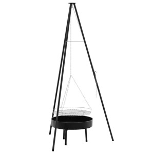 vidaXL Lagerfeuer Stativ 3 Stk Schwarz Stahl 42010332