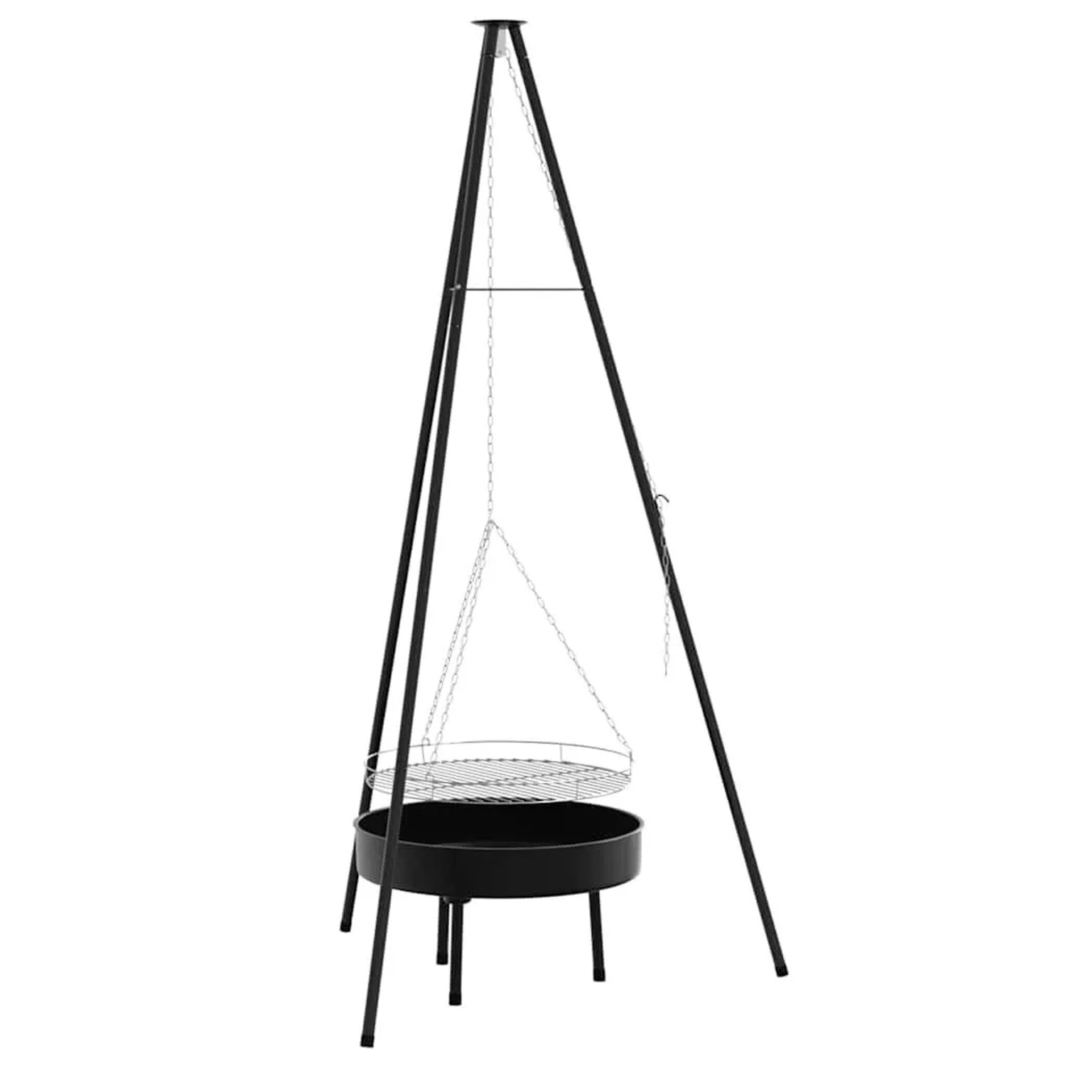 vidaXL Lagerfeuer Stativ 3 Stk Schwarz Stahl 42010332