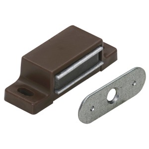 Brauner Magnetschnäpper aus Kunststoff mit Gegenplatte für Möbelausstattung, 10er-Set.
