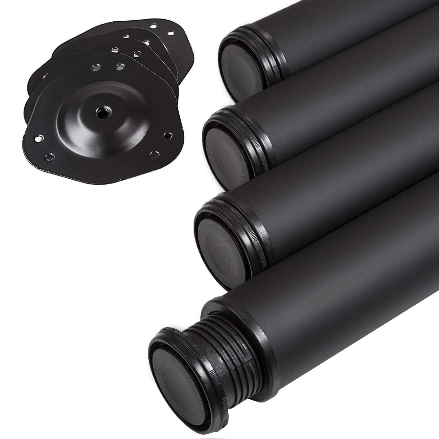 SOTECH 4 Stück Tischbeine Höhe 870 mm Ø76 mm Ø80 mm Stahl mit Schwarzer Oberfläche