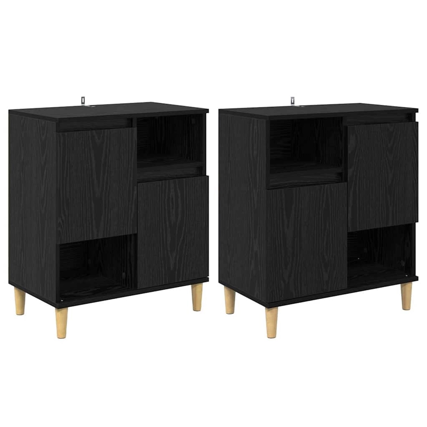 vidaXL Sideboards 2 Stk Schwarz Eichen-Optik 60 x 35 x 70 cm 3415589