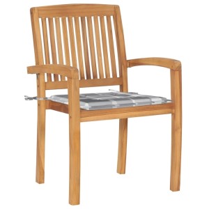 vidaXL Stapelbare Gartenstühle mit Kissen 4 Stk Massivholz Teak 3073224