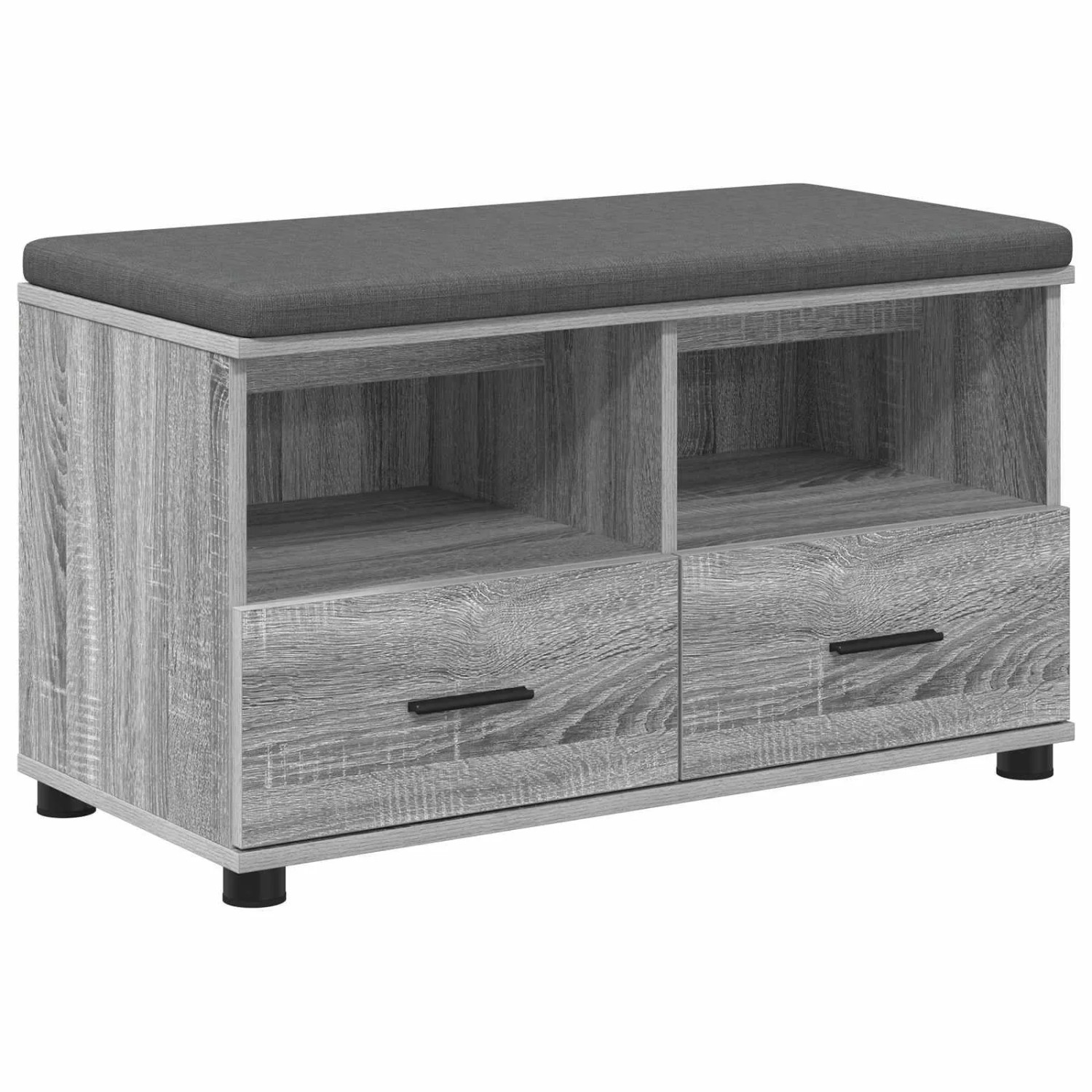vidaXL Flurbank mit Kissen mit Regal Graues Sonoma 80 x 38 x 46 cm 891461