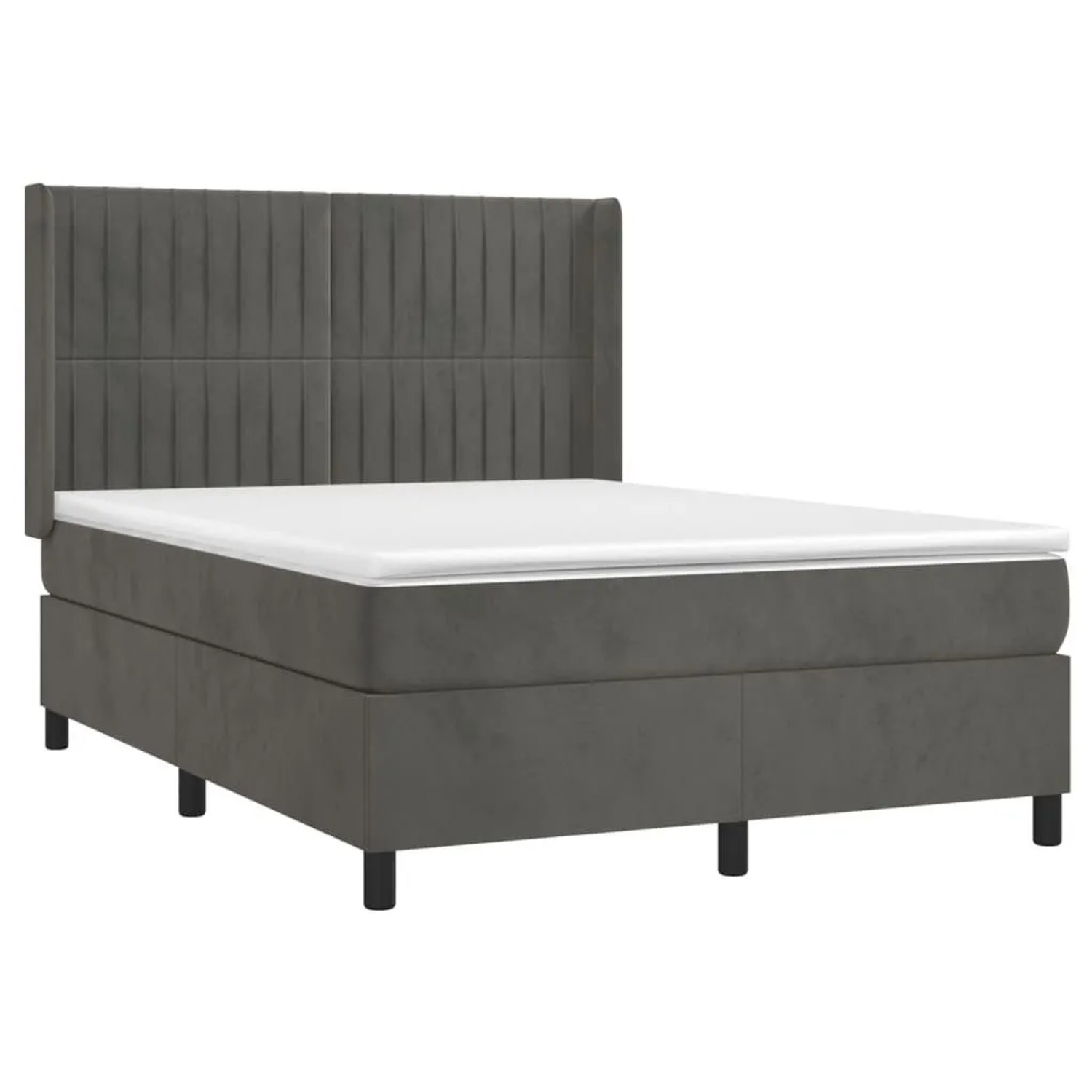 vidaXL Boxspringbett mit Matratze & LED Dunkelgrau 140x200 cm Samt 3139686 günstig online kaufen