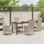 Beige 5-tlg. vidaXL Garten Essgruppe aus Poly Rattan mit Tisch und Stühlen mit Kissen.