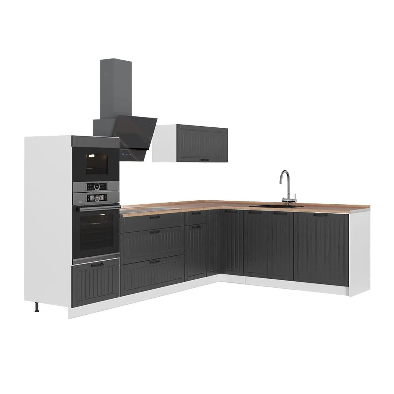 Vicco Eckküche Fame-Line Dunkelgrau/Weiß 287 x 154 AP Eiche Art Nr 63530