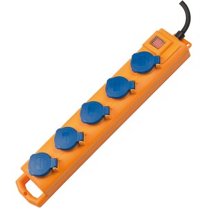 Brennenstuhl Super-Solid Steckdosenleiste, 5-fach, IP54, orange-blau, mit Klappdeckel