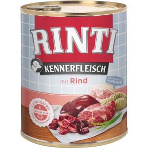 Rinti Kennerfleisch Rind, 800g Dose Hunde-Nassfutter mit hohem Fleischanteil.
