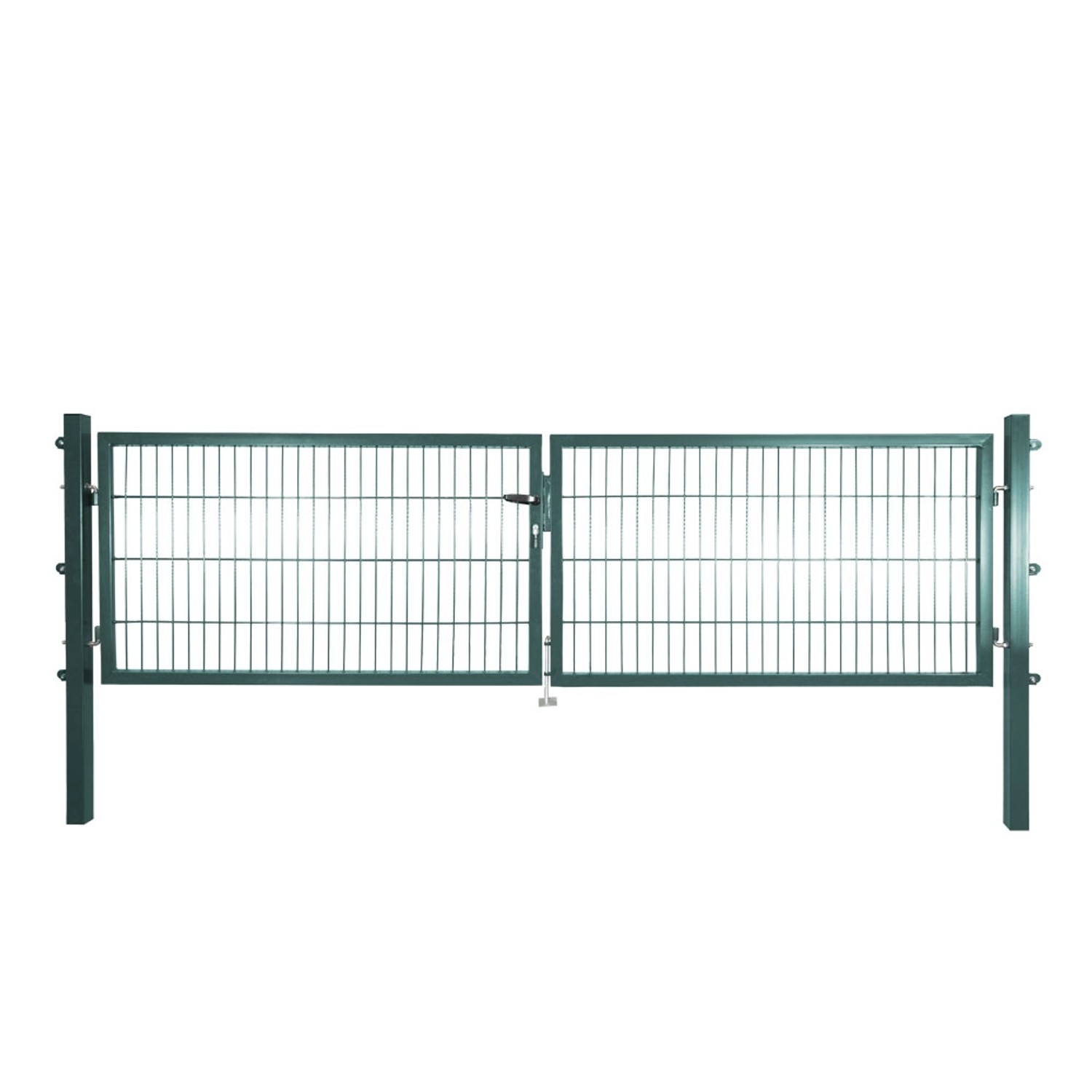 Solid Doppeltor Stahl Grün mit Füllung für Doppelstabmatte 80 cm x 300 cm