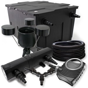 SunSun Teichfilter Set für 60000l Teiche mit Pumpe, Schlauch, Skimmer und UVC-Klärer.